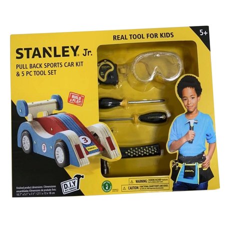 STANLEY JR. Stanley Jr. Pull Back Sports Car Kit and Tool Set Wood Multicolored 5 pc STJK030-T05-SY